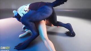 Busty woman fucked by a werewolf on Christmas XXX