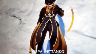 Cosplay slut Xiao gets caught masturbating by Zhongli, showcasing intense Genshin Impact passion