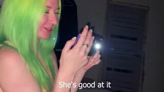 The girl was amazed when her friend deepthroated her boyfriend’s cock for a bet