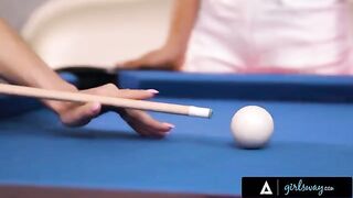 The busty MILF Lexi Luna teaches Nia Nacci how to play pool and much more