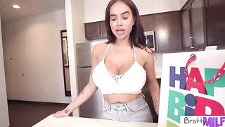 Busty stepmom Victoria June gets her tight pussy railed on birthday
