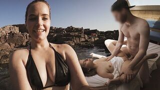 A cute German girl is begging for sex on her vacation in Sardinia