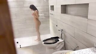 A beautiful Venezuelan showering passionately, her soul left her body