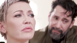 The man gently fucked her in her tight ass