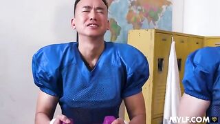 A nymphomaniac teacher couldn't resist and started to fuck in the changing room
