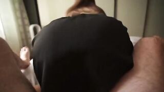 A pervert guy masturbates to his stepsister's panties, she catches him and fucks him