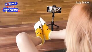 Decided to make a footjob video with a cute stepsis