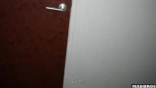 The hot Spanish girl Marta Villalobos again called to the toilet for sex