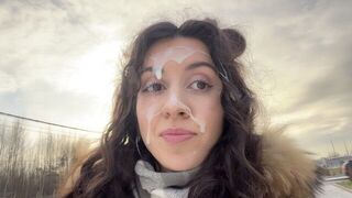 A man made a bet that he could walk with semen on his face