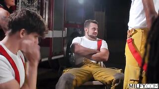 These guys can put out any fire. A daring group sex experiment