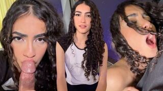 The cute Latina has passionate sex and swallows the sperm