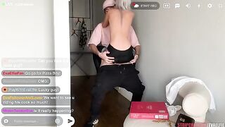 Ready to stream with Eva Elfie in oiled, ripped yoga pants
