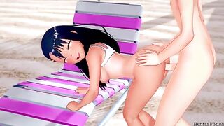 Hentai Nagatoro gets fucked on the beach with her big tits