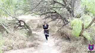 A sweaty workout ends with a hardcore fuck on the trail for the wife
