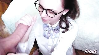 My Russian girlfriend with glasses gets a cum facial - hiYouth