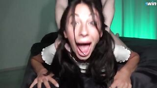 She’s ready to go - an influencer gets her throat full of cock in this rough sex scene