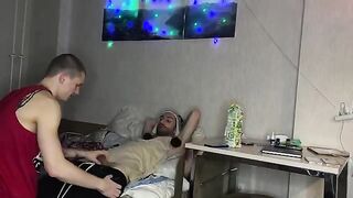 Two boys fucked a girl in her narrow pussy at the party