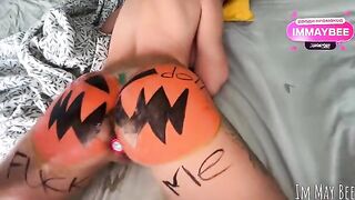 A man smashed the pumpkin and had sex with a girl in it