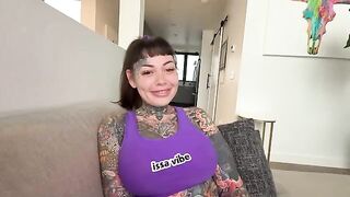 The girl with the split tongue fucks passionately and breeds without condoms