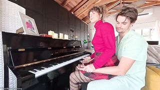 The piano is played by a hot Jewish stepmom in fishnets