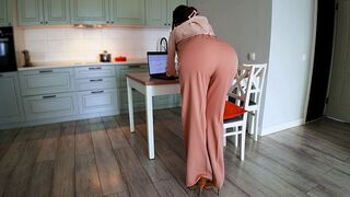 The girl has a rear view that you cannot turn away from