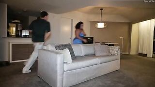 A girl with big boobs likes when they are squeezed and slapped hard