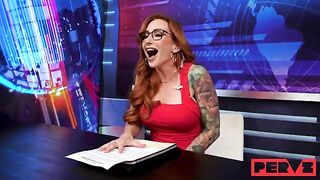 For sex, you can break the silence. A redhead in glasses groans passionately