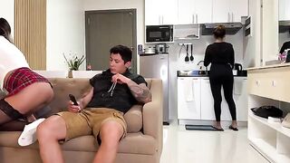 A girl came to her step dad, not noticing him and he came to her