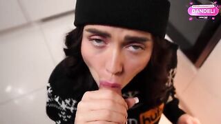 A naughty girl gets her ass hole filled with sperm on Christmas