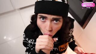 A naughty girl gets her ass hole filled with sperm on Christmas