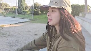 A cute girl tried to find mushrooms, but she found a penis instead