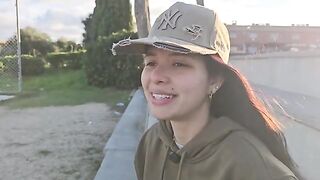 A cute girl tried to find mushrooms, but she found a penis instead