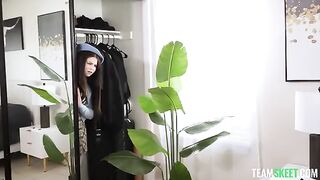 A pretty girl in panties is asking not to stop when she’s wet