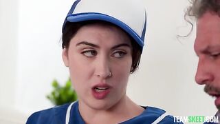 An old man has sex with a young girl in her clothes
