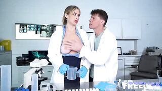 Submissive girl has rough sex in doggystyle position with a guy