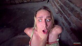 A man has a rough sex on the stairs with a whore