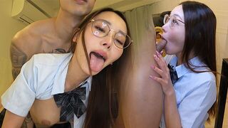 A cute Japanese schoolgirl gets fucked hard by her stepbrother at home