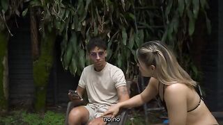 The girl tried to swallow a big cock of her stepcousin
