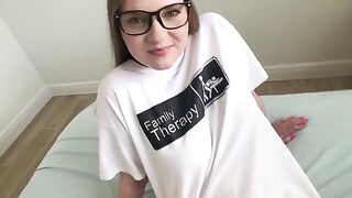 A nerdy guy fucks his hot step sister in a steamy roleplay scene