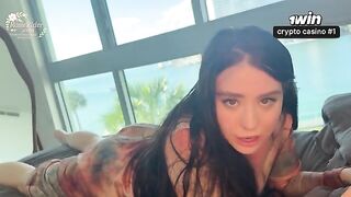 A naked and eager girl lies on the bed, lost in thought about someone special
