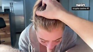 A cute girl in a dress strips down to the last thread