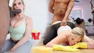 The stepmom got her pussy destroyed by a huge black cock all day long