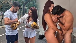 A personal trainer has a sweaty sex session with his client