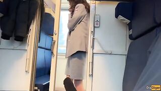 The train passenger was lucky to fuck the hot stewardess