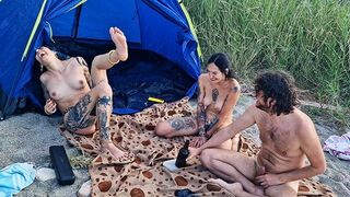 Two girls are having sex right in the woods, just like at home
