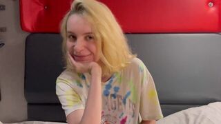 A beautiful girl got wet between her legs, thinking about cock
