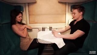 A huge cock replaced the missing cards in a daring train encounter