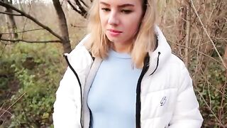 Ava Monn is almost caught having a blowjob in the forest