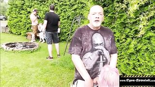 A voyeur girl gets her pussy egged by a horny German amateur