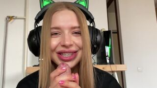 I sucked my friend's cock until he came on my cute face